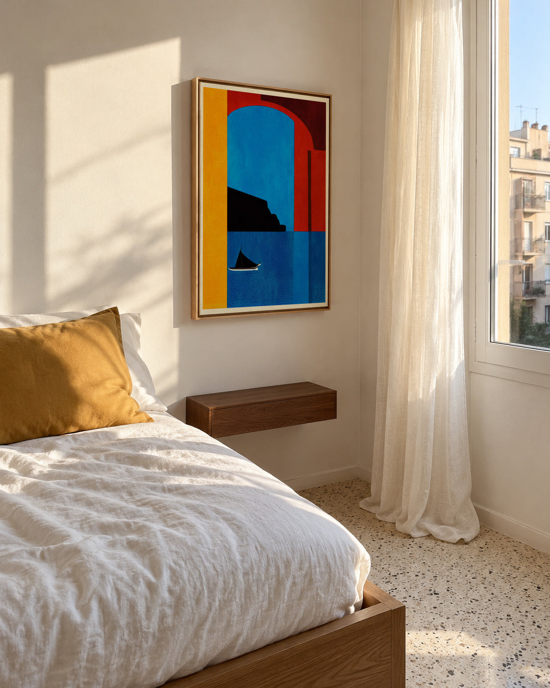 Sunset Cruise In Italy - Framed canvas in an interior