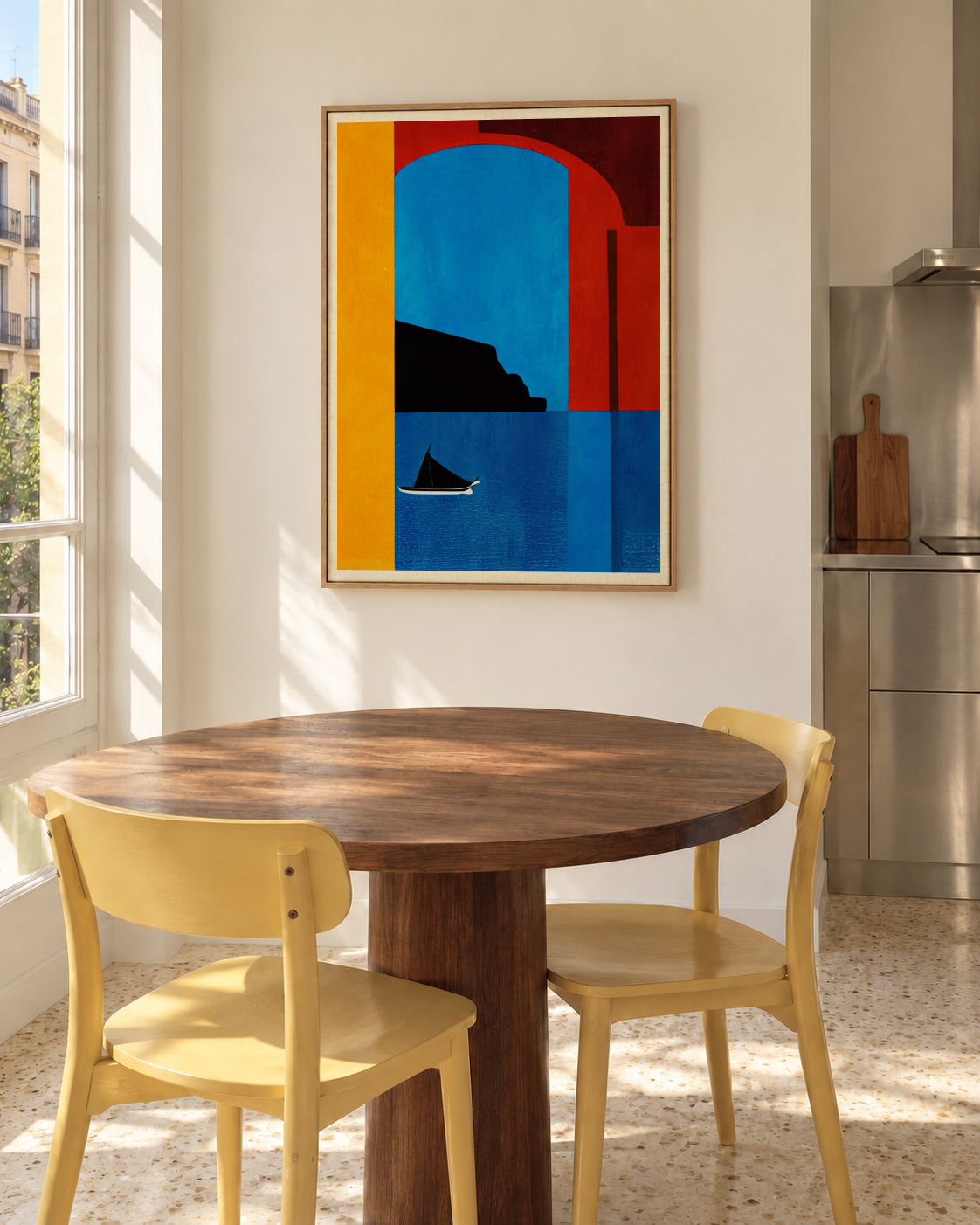 Sunset Cruise In Italy - Framed canvas in an interior