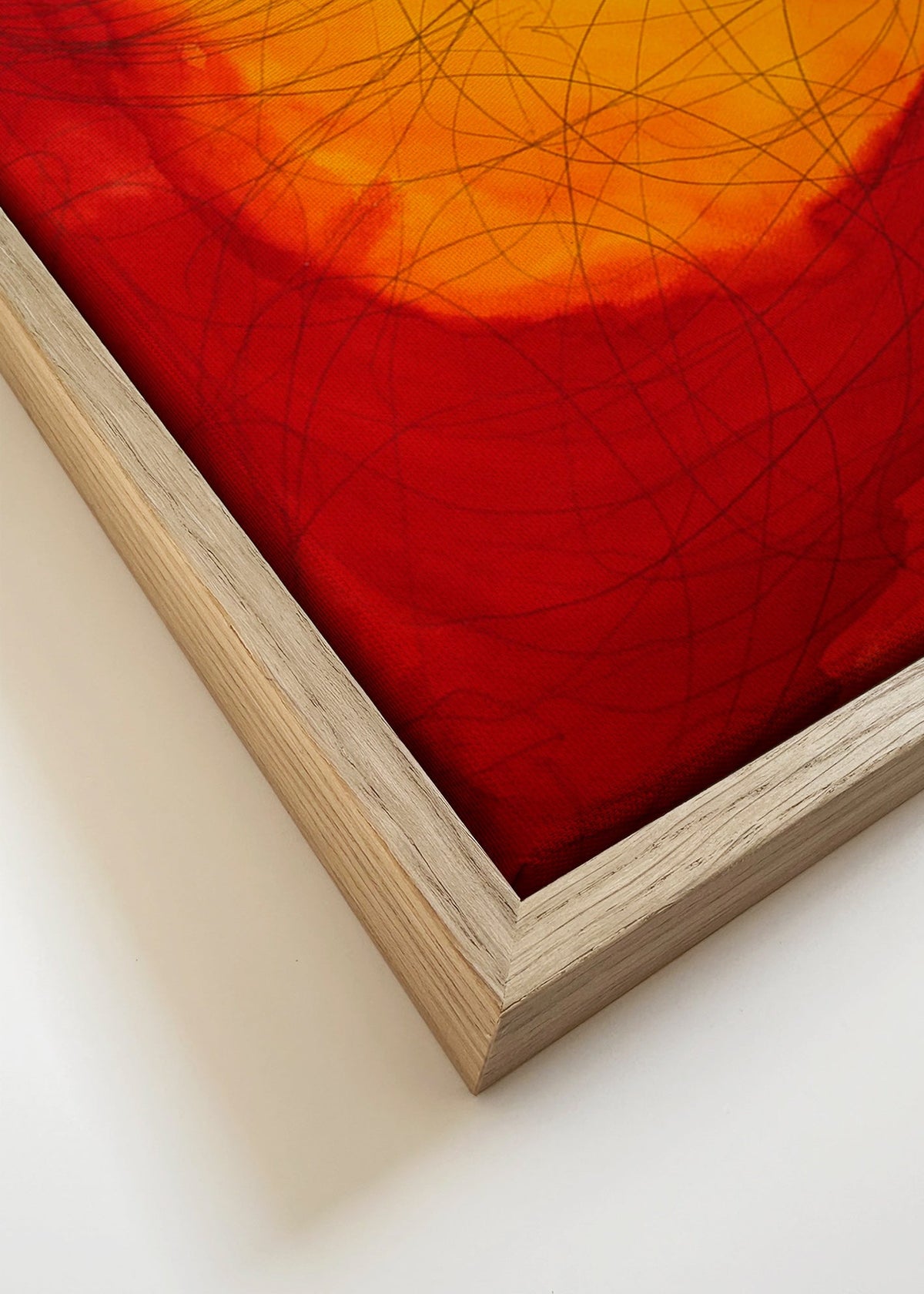 Abstract kunst in rood en geel – Canvas detail
