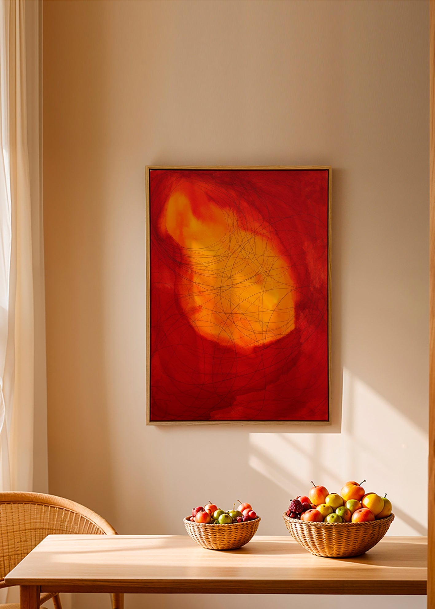 Abstract kunst in rood en geel – Canvas2