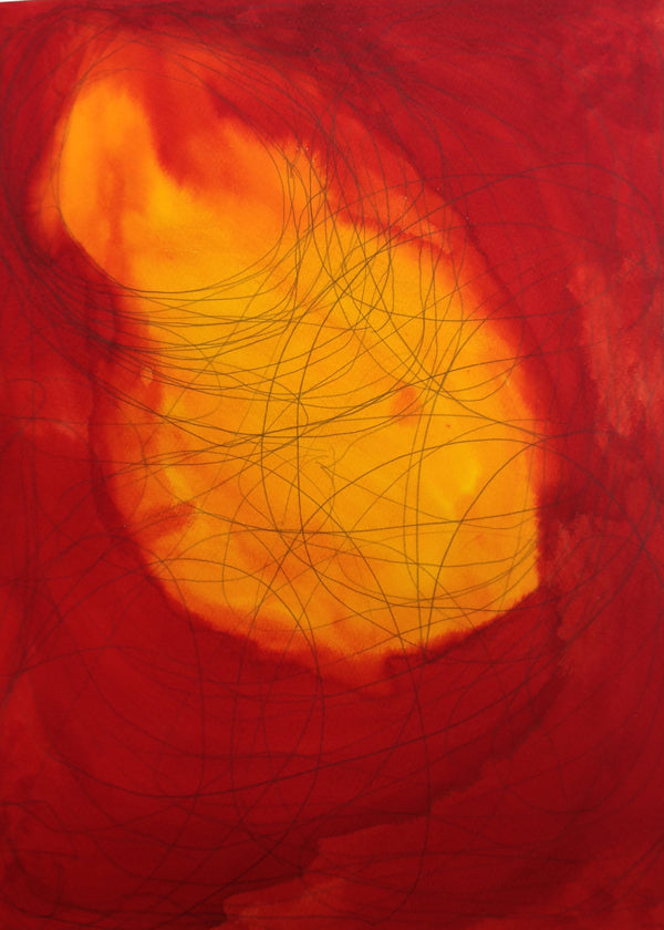 Abstract kunst in rood en geel