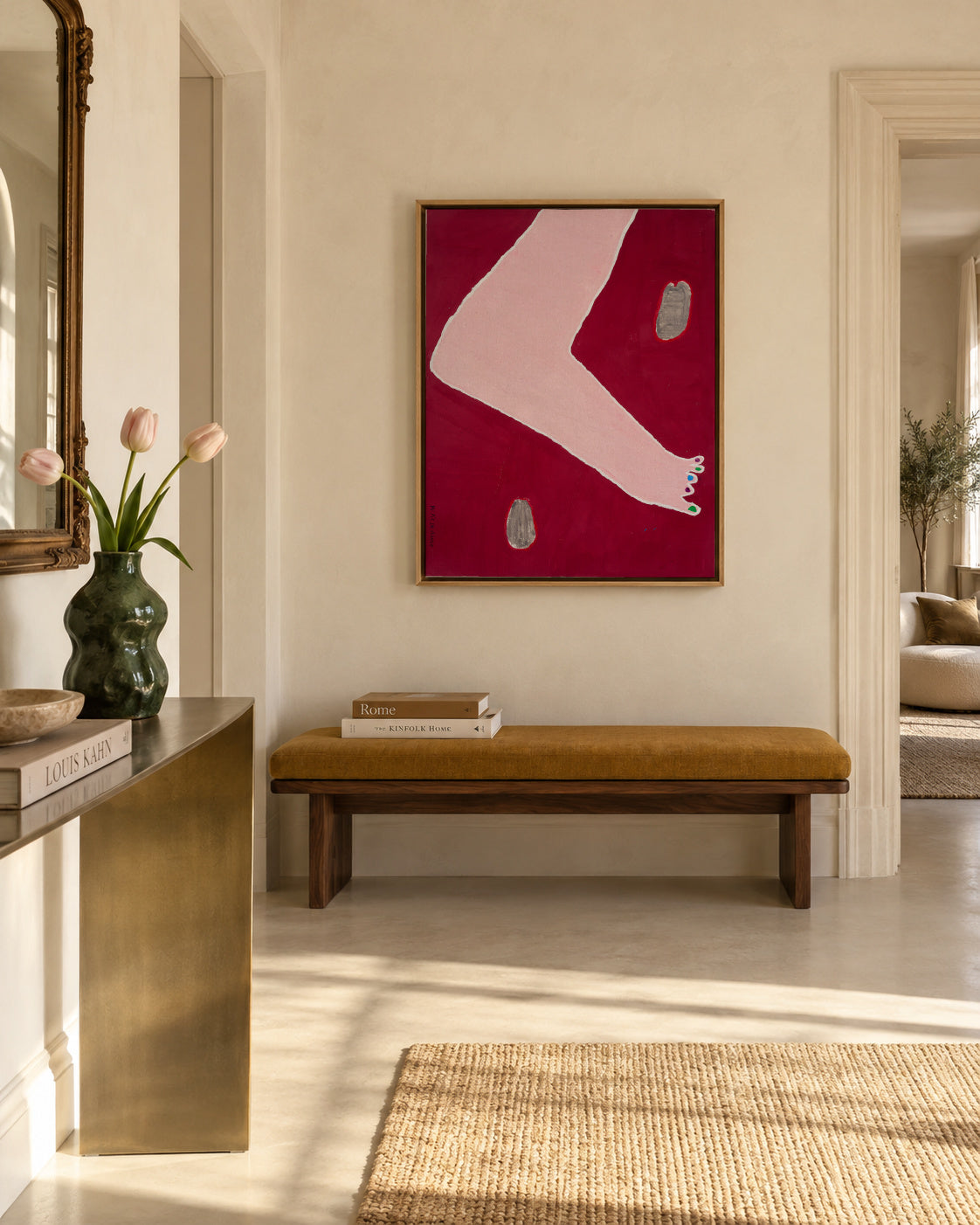 Mi pie en verano - Alicia Merino - Framed canvas in an interior