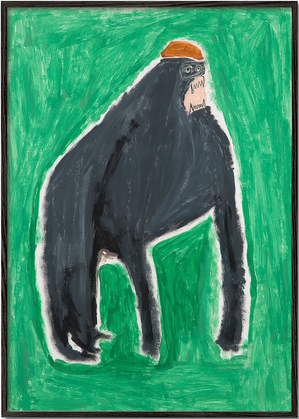 Dierkunst gorilla expressief op groen