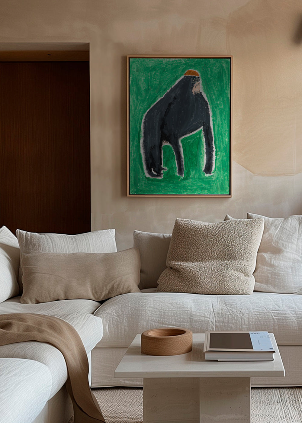 Dierkunst gorilla expressief op groen