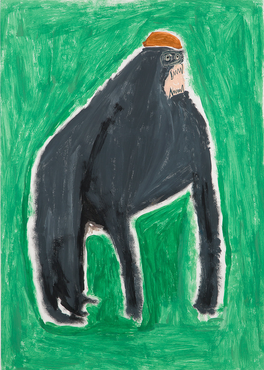 Dierkunst gorilla expressief op groen