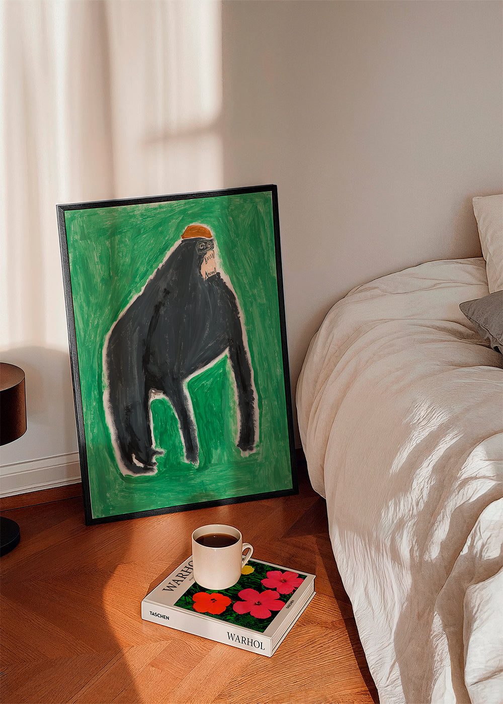 Dierkunst gorilla expressief op groen