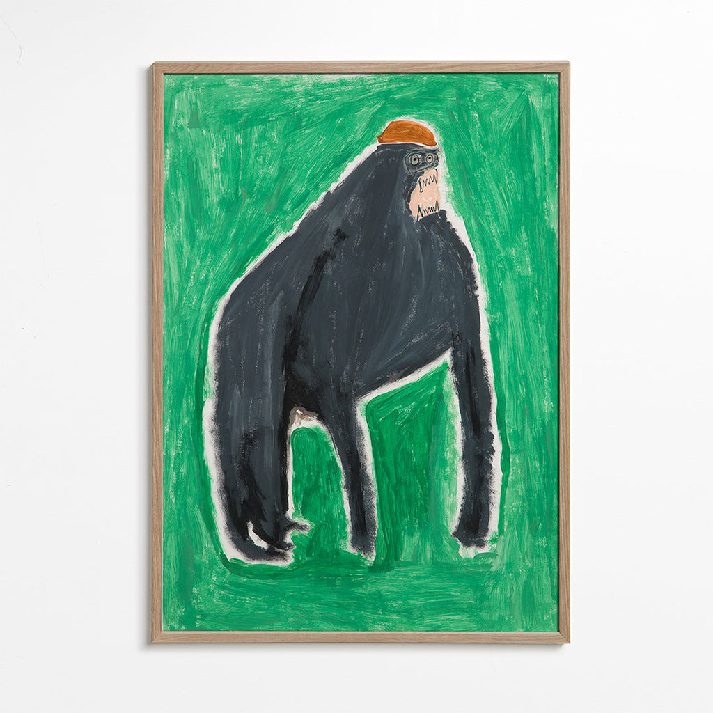 Dierkunst gorilla expressief op groen