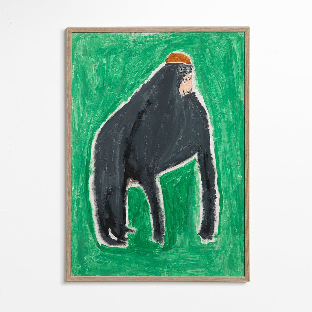 Dierkunst gorilla expressief op groen