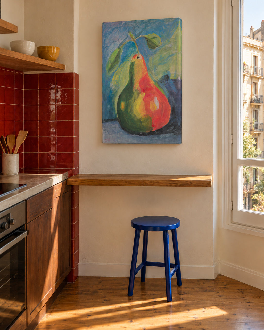 Som la pera - Marta Ventura Vilar - Unframed canvas in an interior
