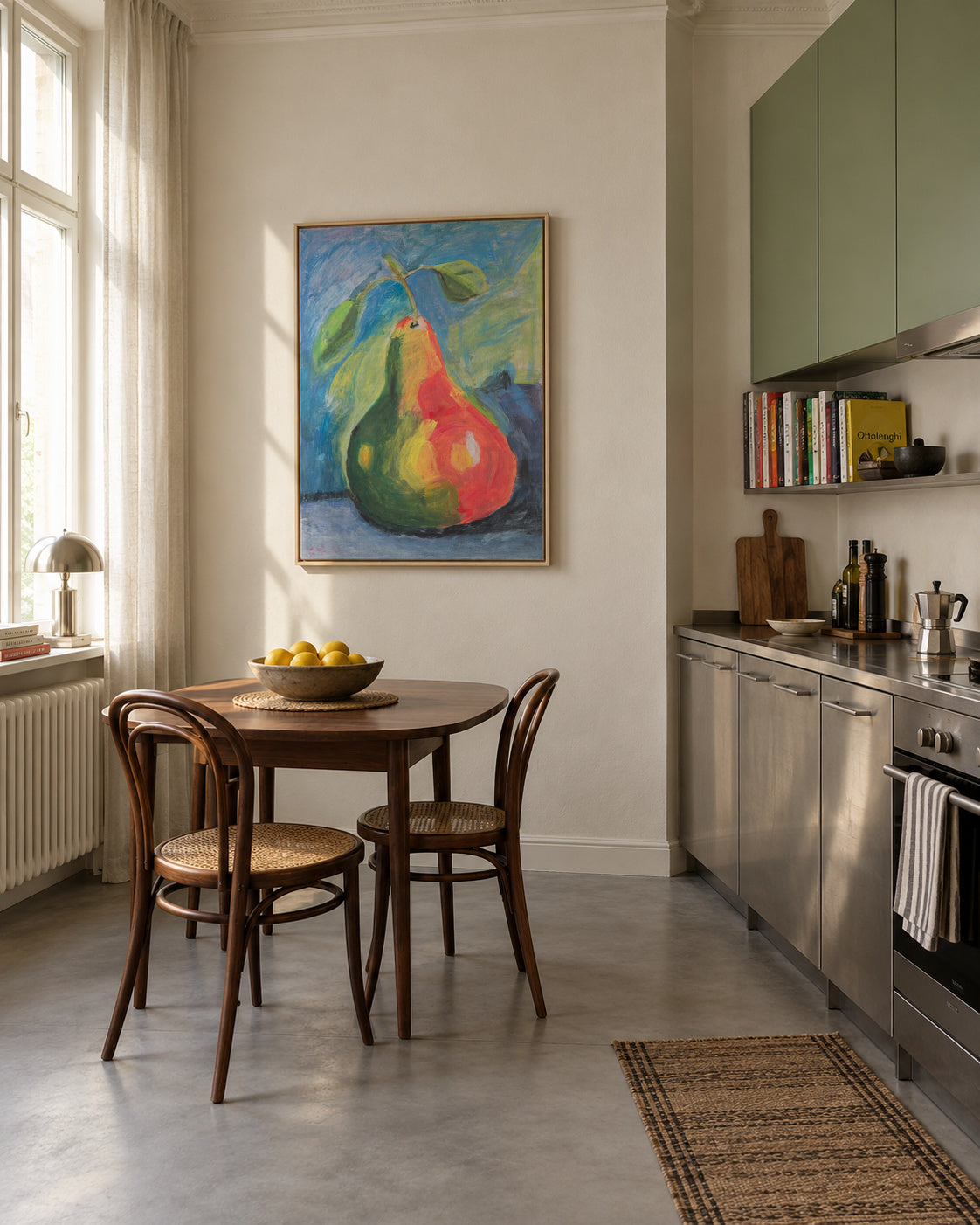 Som la pera - Marta Ventura Vilar - Framed canvas in an interior