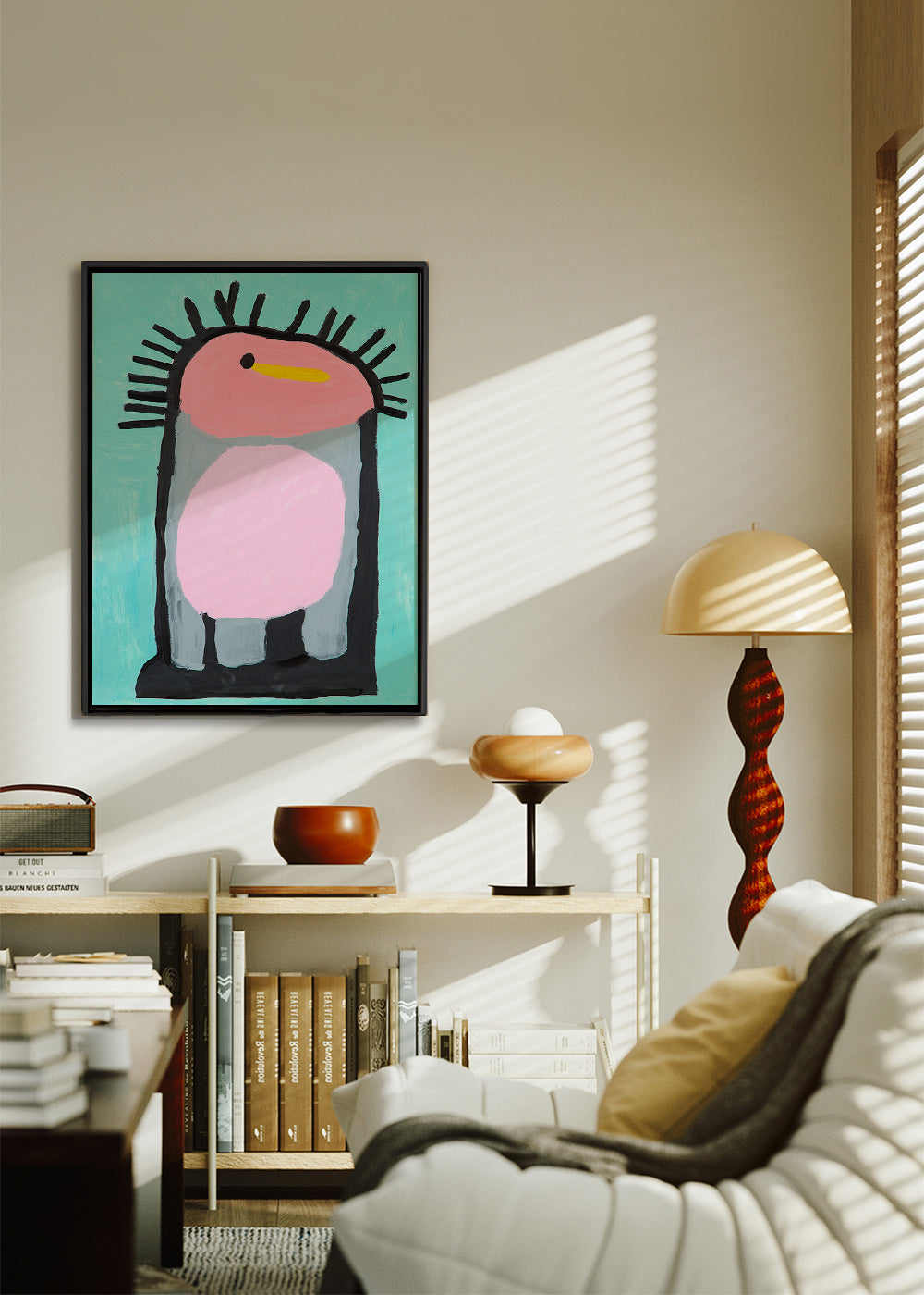Kinderposter schattige roze pinguïn – Canvas1