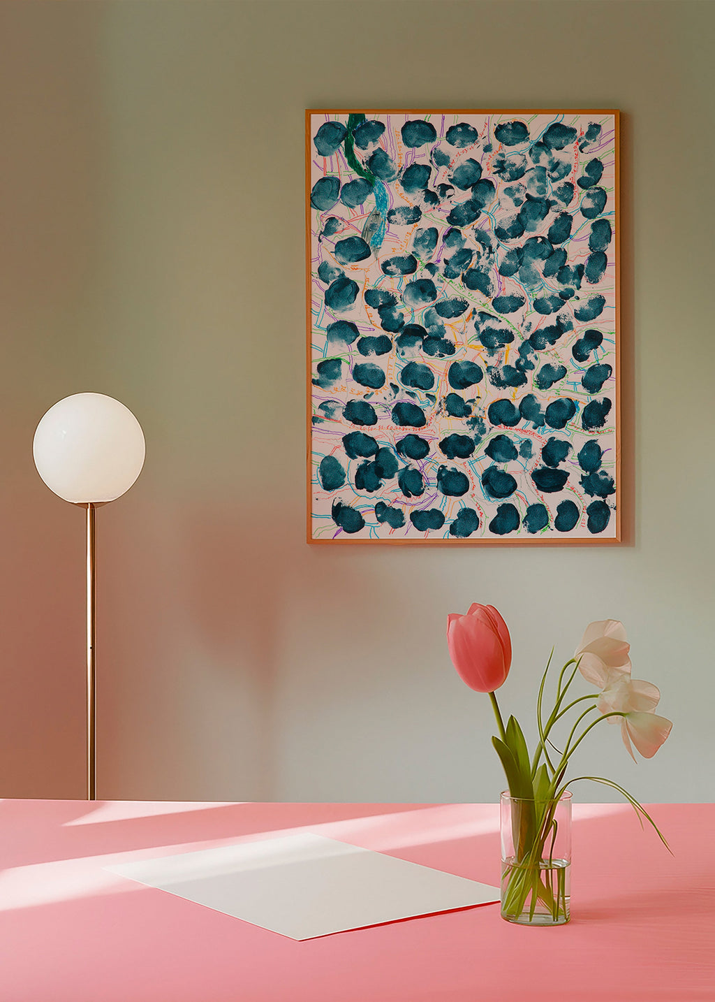 Abstract kunstwerk met donkerblauwe vlekken – Product3