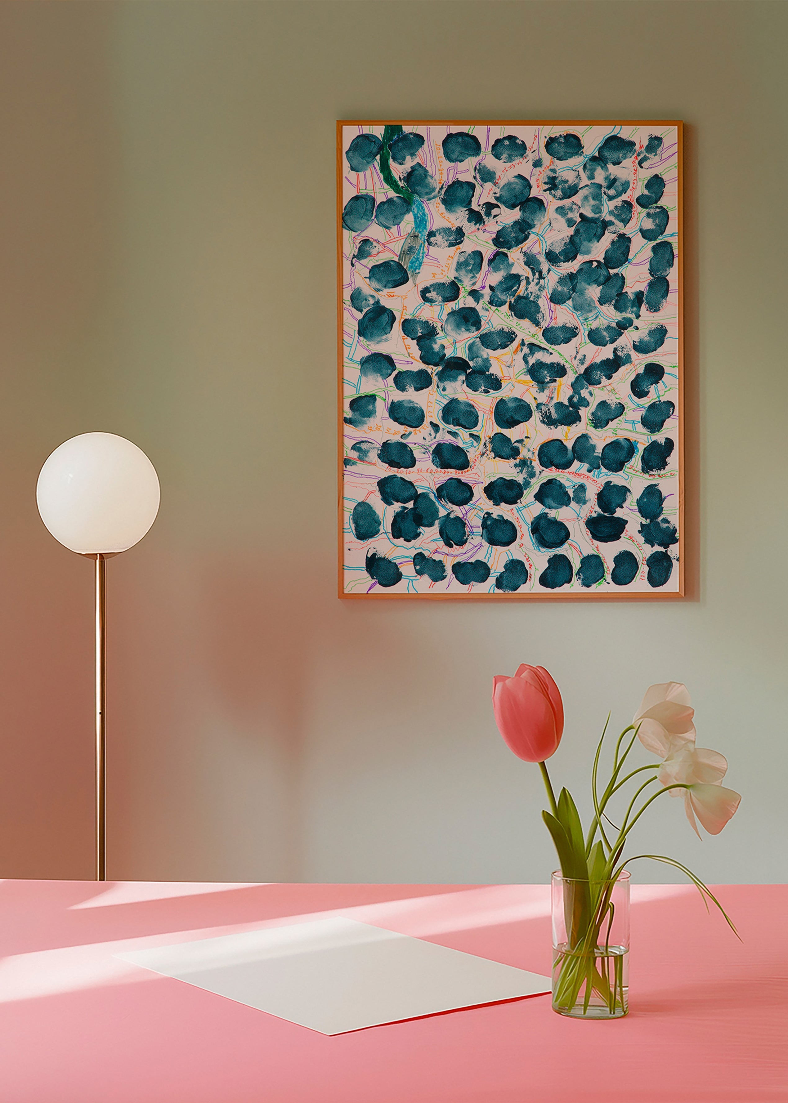 Abstract kunstwerk met donkerblauwe vlekken – Product3