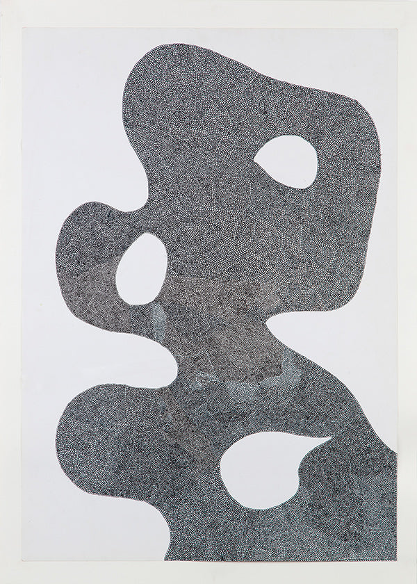 Gestipt abstract kunstwerk met grote silhouet