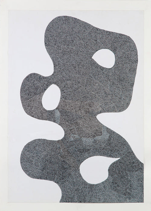 Gestipt abstract kunstwerk met grote silhouet