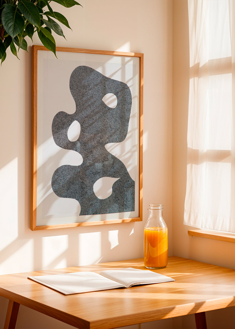 Gestipt abstract kunstwerk met grote silhouet – Product1