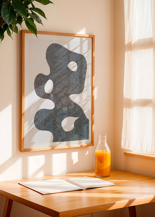 Gestipt abstract kunstwerk met grote silhouet – Product1