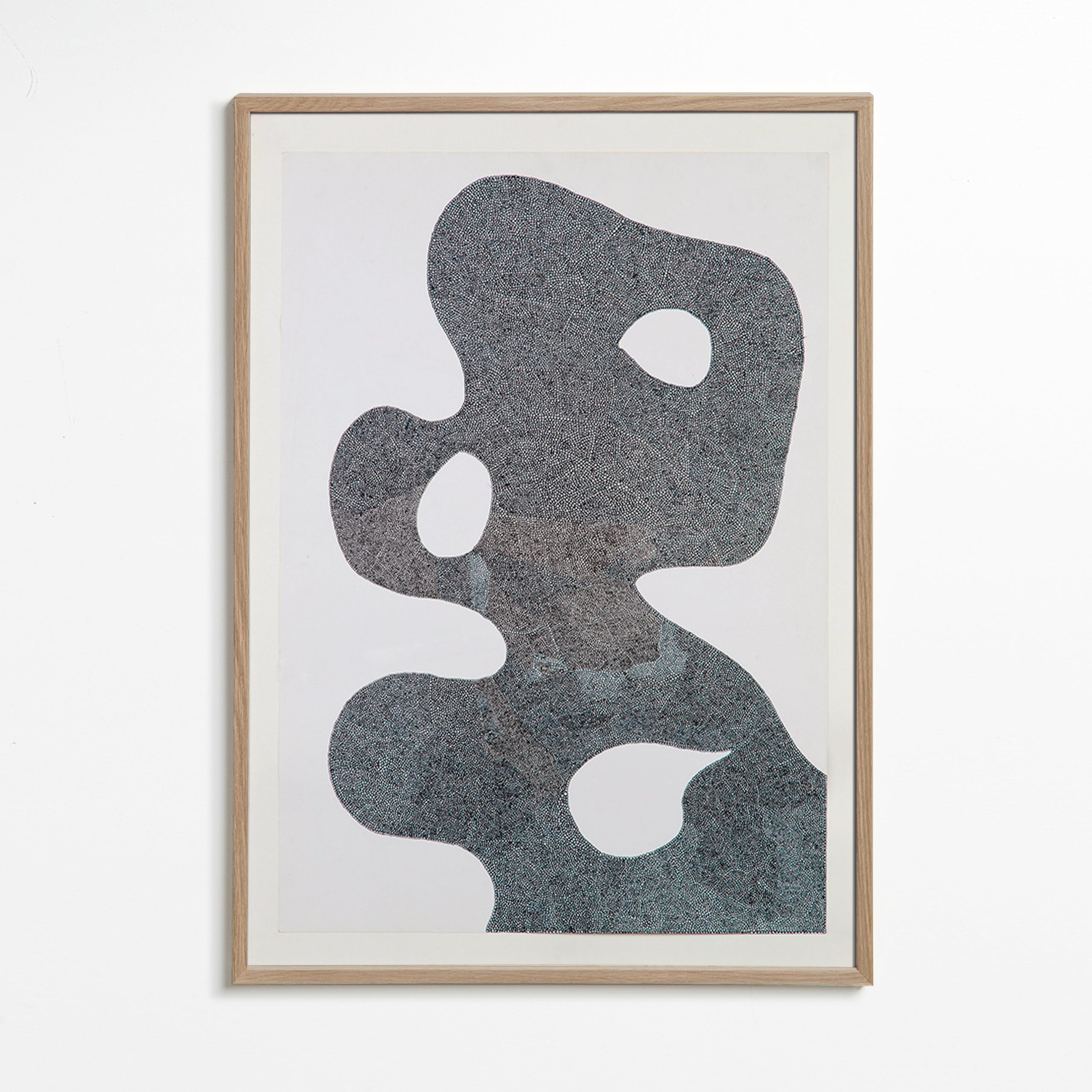 Gestipt abstract kunstwerk met grote silhouet – Oak Frame