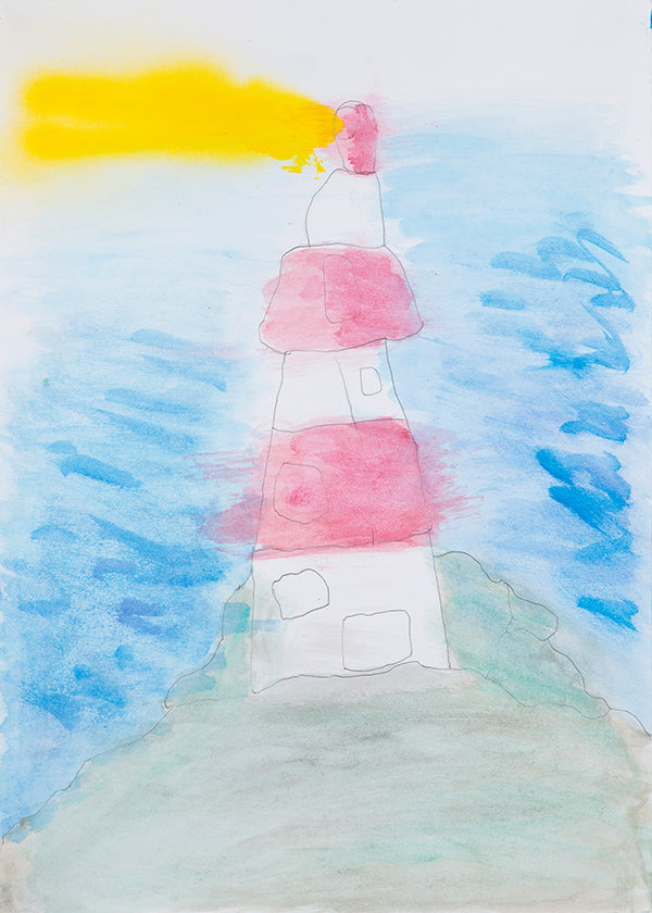 Landschapskunst: vuurtoren aquarel schets
