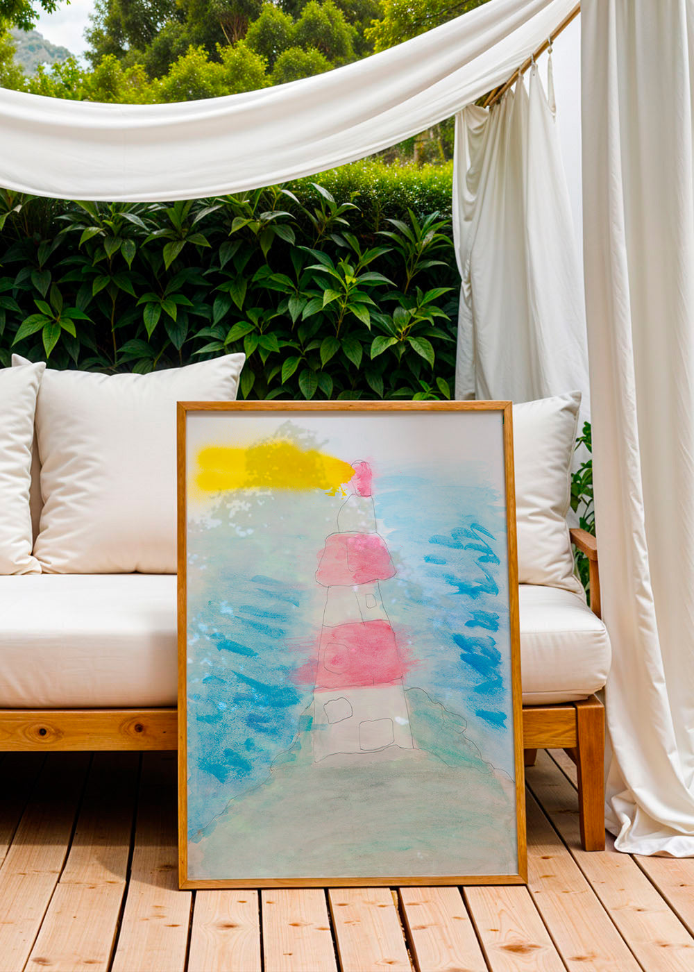 Landschapskunst: vuurtoren aquarel schets – Product1