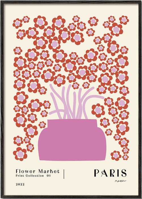 Botanische print Flower Market roze vaas