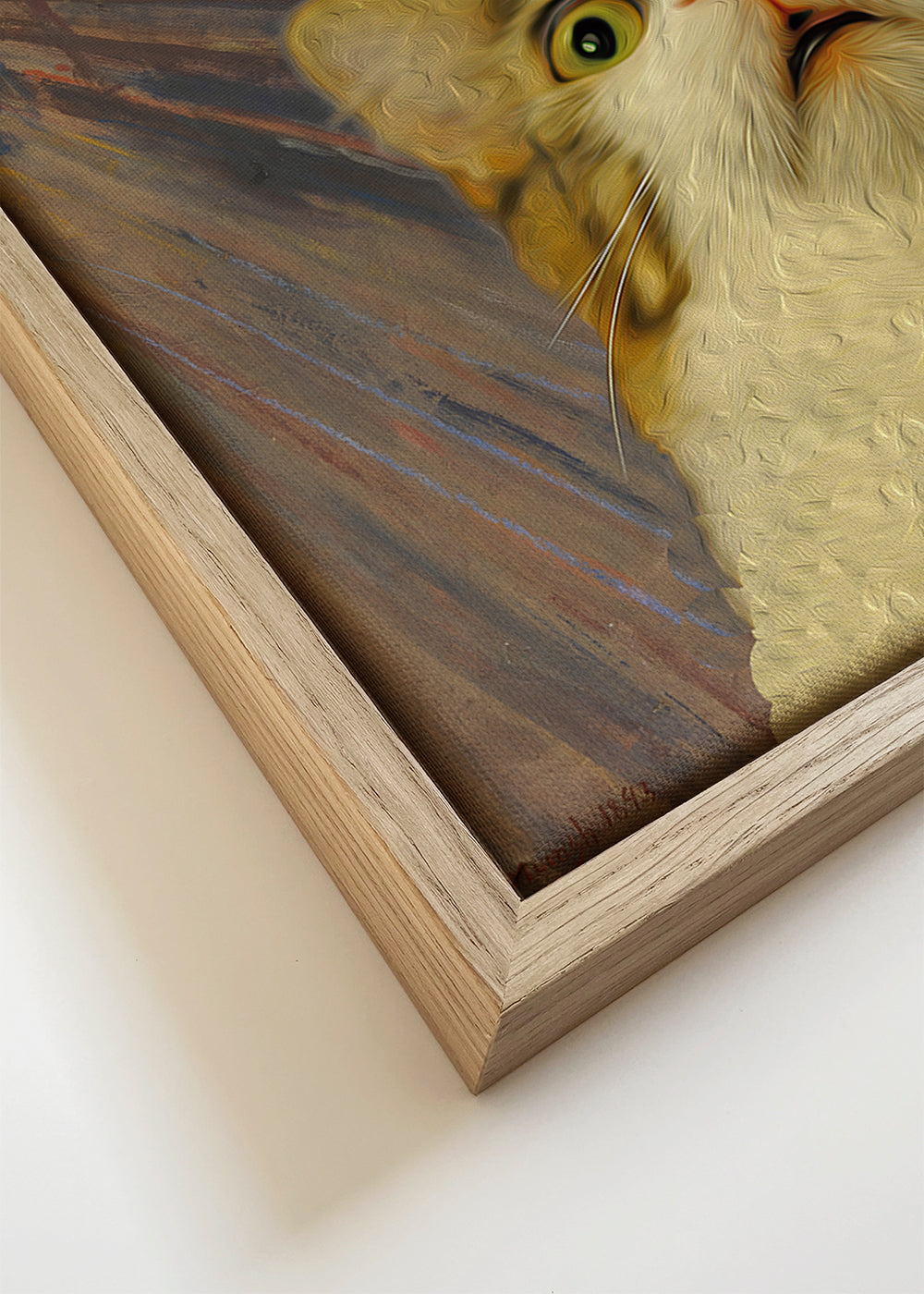Kunstwerk: kat op expressionistisch landschap
