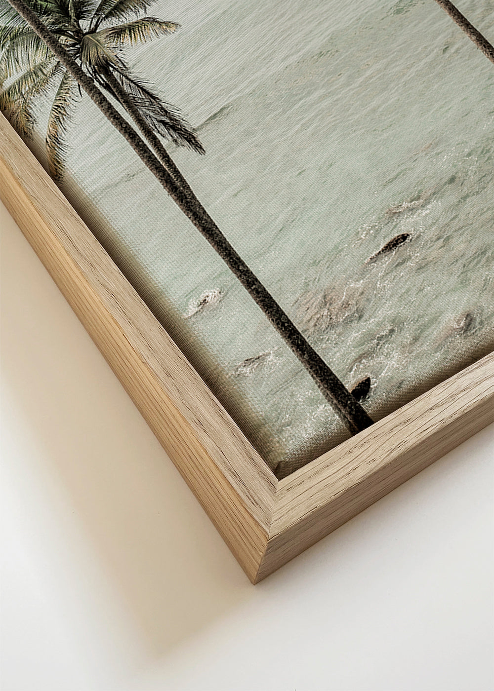 Landschap kunst met palmbomen aan rustige kust