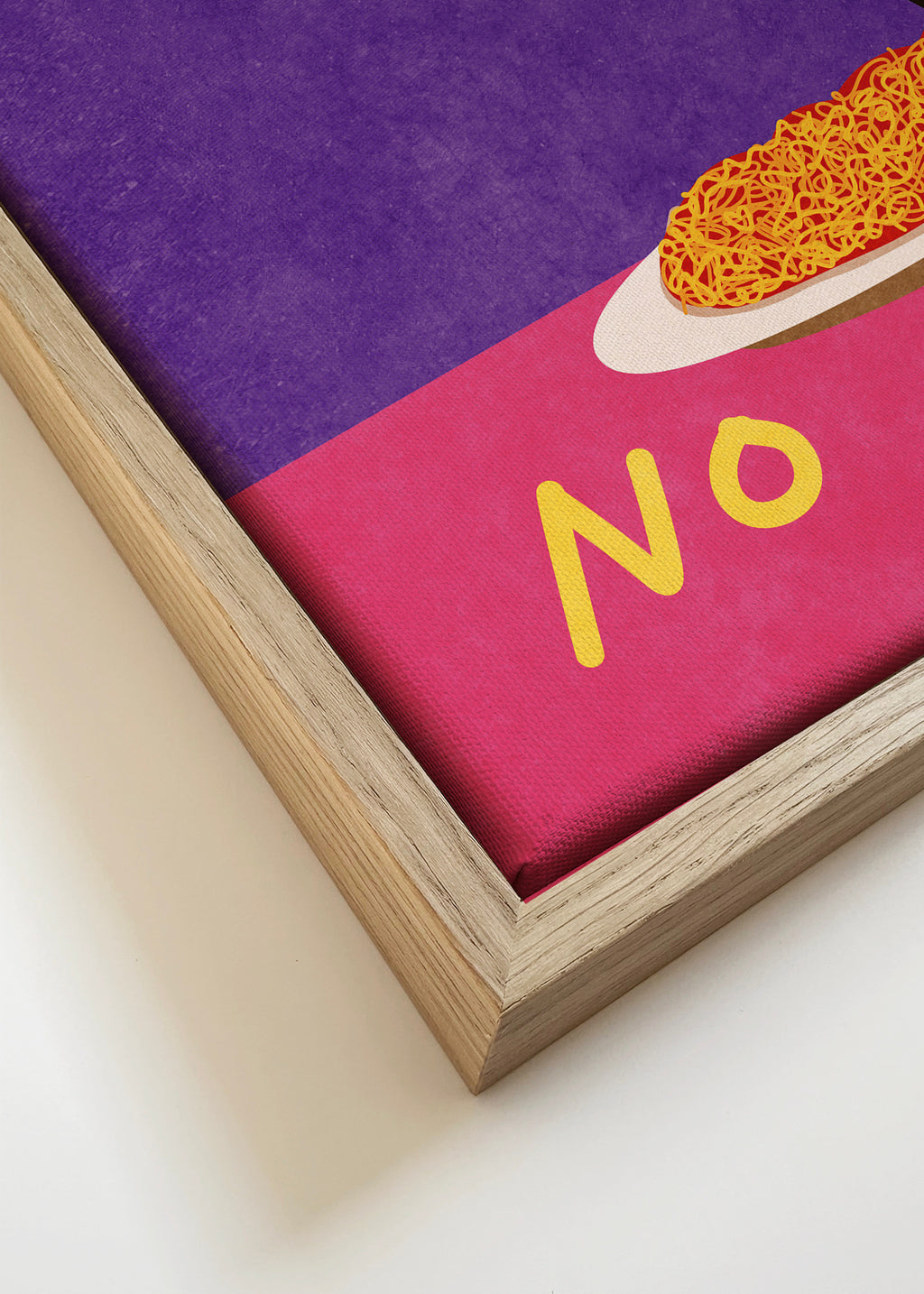Eat spaghetti no regretti - Framed canvas detail
