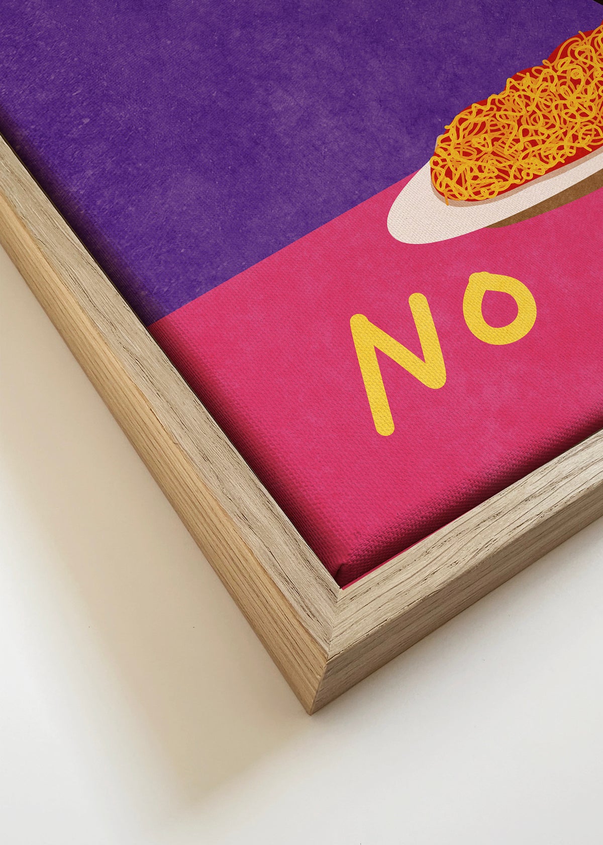 Eat spaghetti no regretti - Framed canvas detail