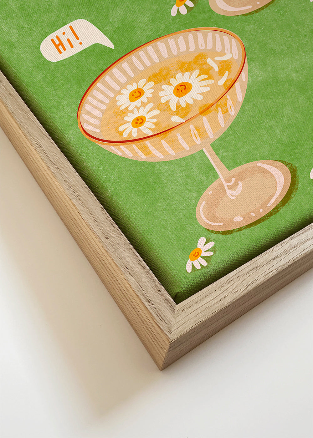 Botanische poster met coupeglazen en madeliefjes