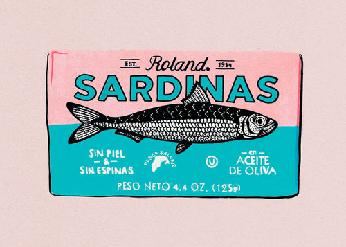 Keuken kunst Sardines retro etiket