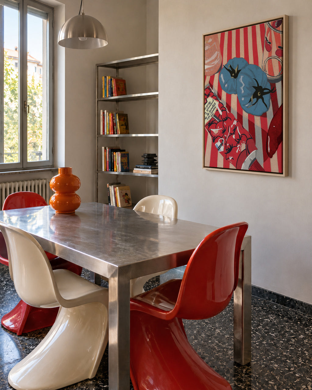 Blue Tomatoes - Framed canvas in an interior