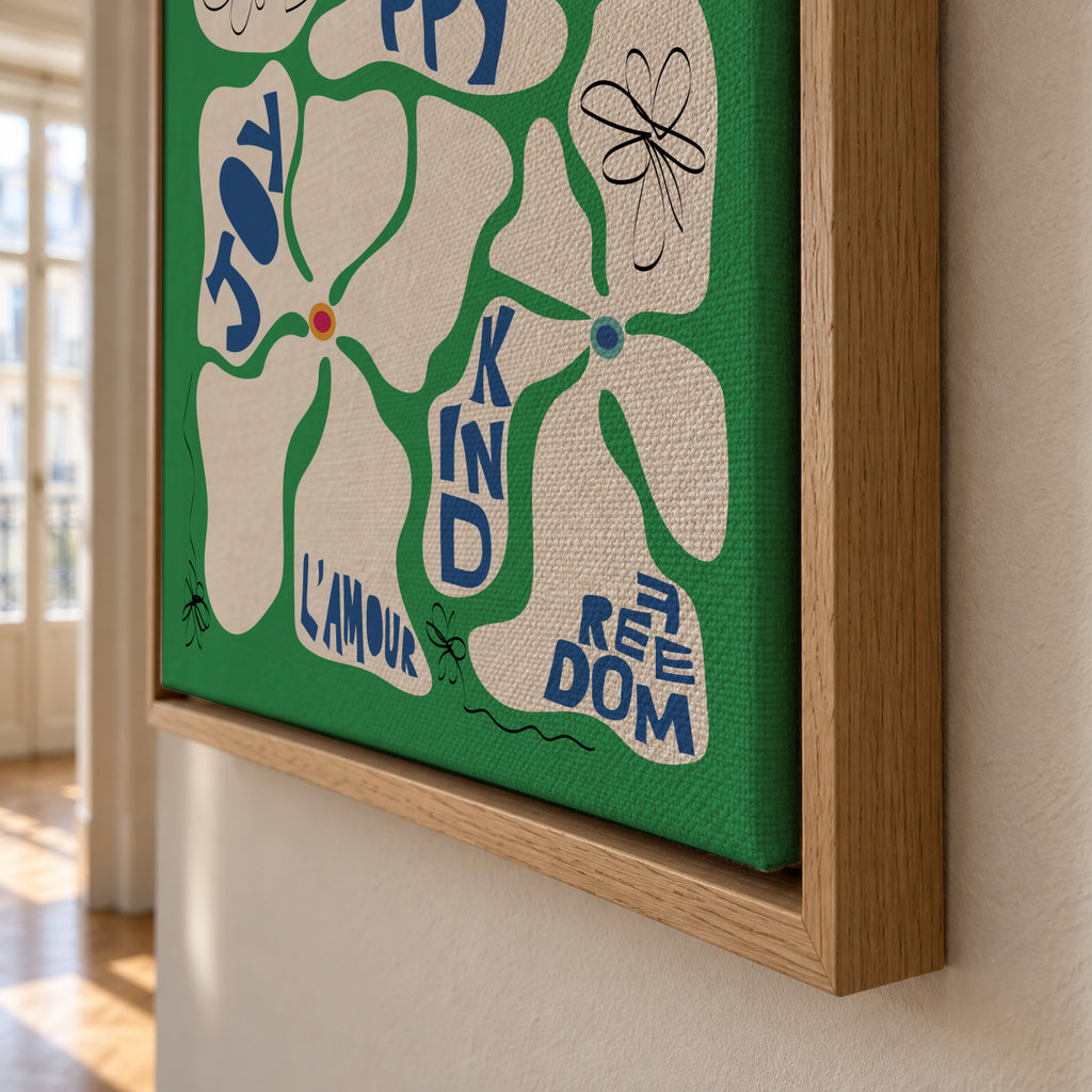 Flowers of the Tome - Green - Framed canvas detail