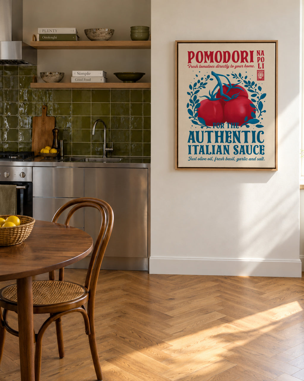 Pomodori Kitchen print - Framed canvas in an interior