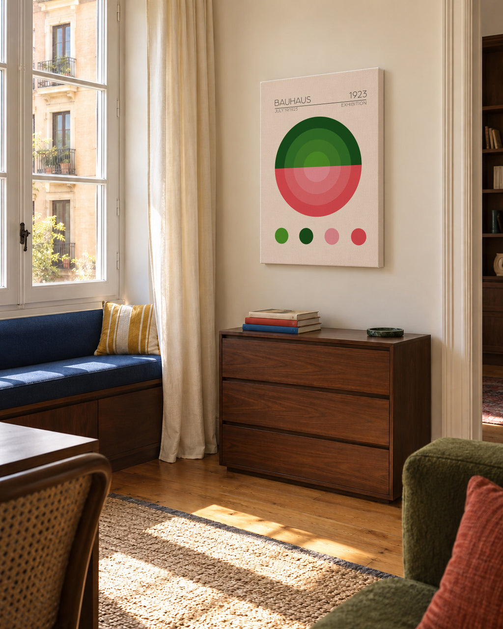 Bauhaus Yesil Daire - Unframed canvas in an interior