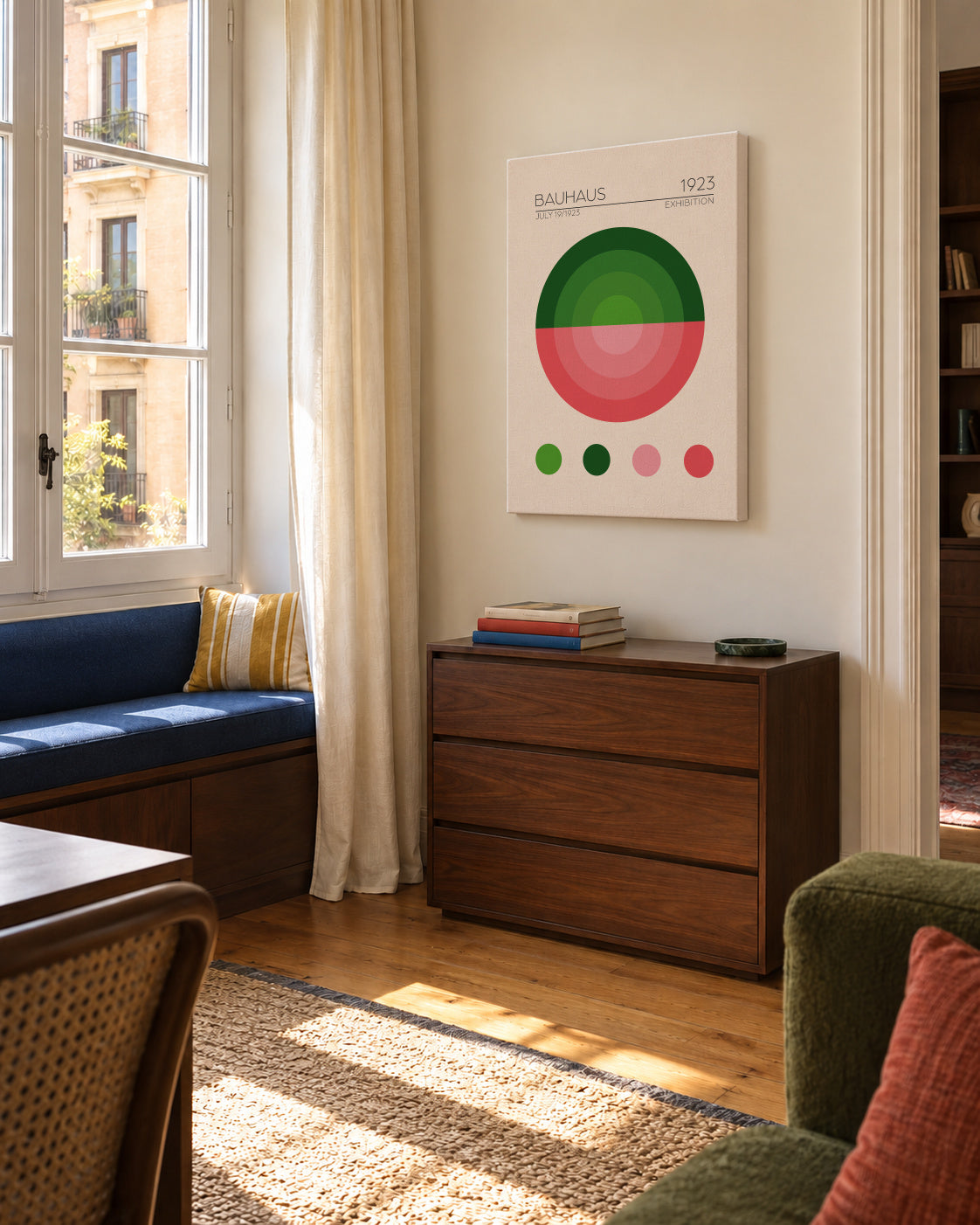 Bauhaus Yesil Daire - Unframed canvas in an interior