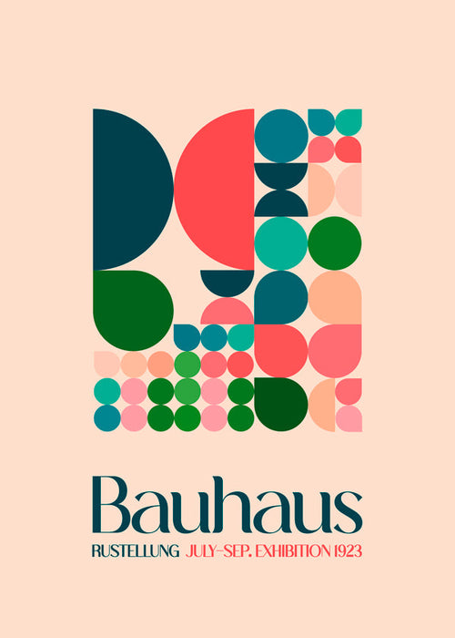 Geometrische Bauhaus-poster met blokken en typografie