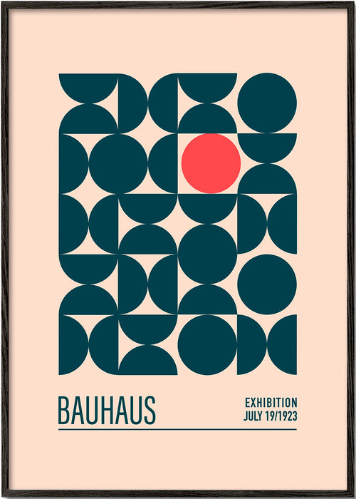 Bauhaus geometrisch poster met rode cirkel