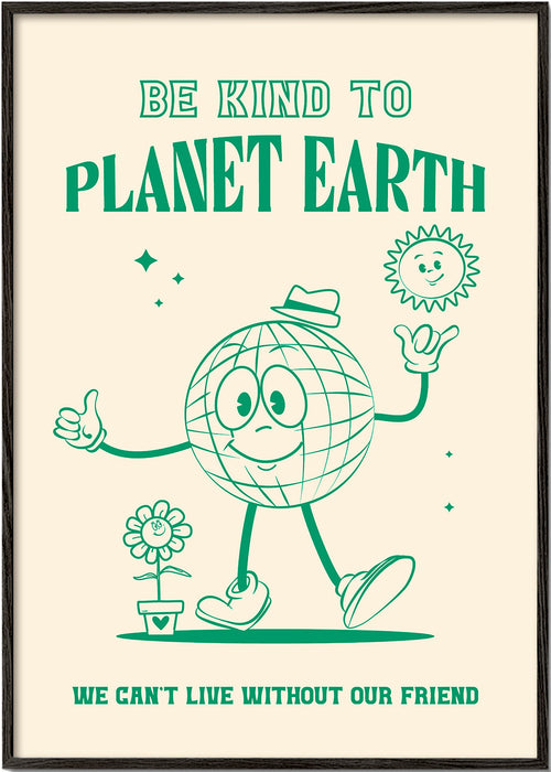 Illustratie planeet met vriendelijk ecobericht