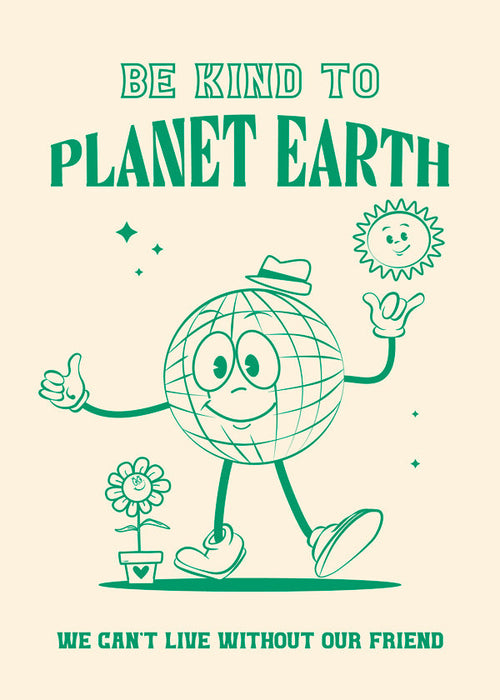 Illustratie planeet met vriendelijk ecobericht