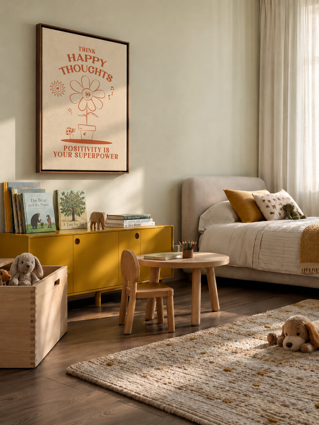 Happy Thoughts - Framed canvas in an interior