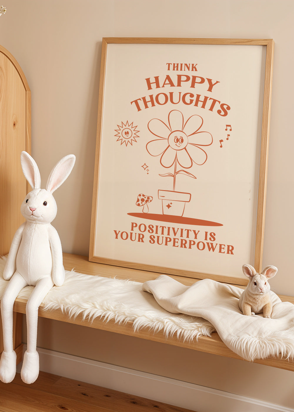 Happy Thoughts - Framed poster in an interior