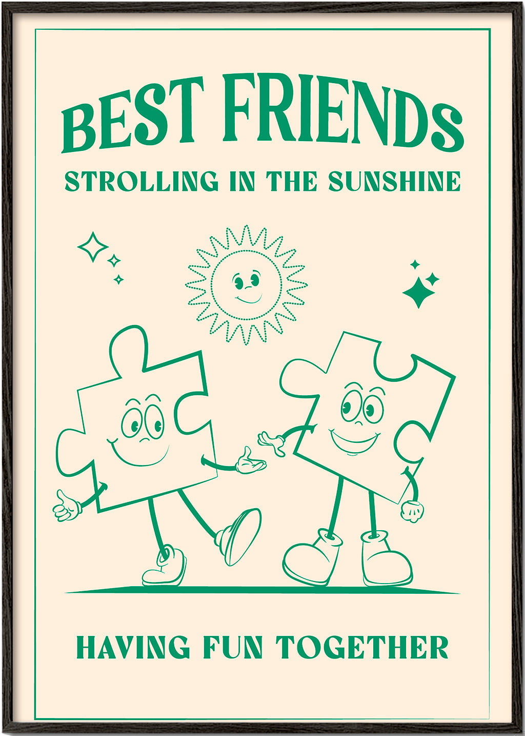 Kinderposter Best Friends lachende puzzelstukjes