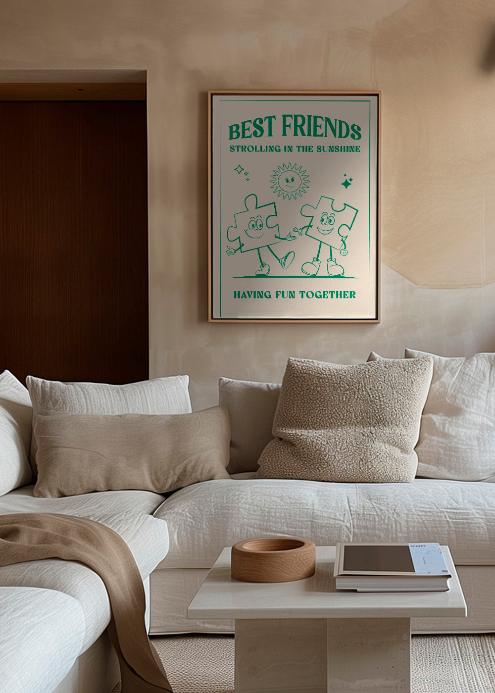 Kinderposter Best Friends lachende puzzelstukjes