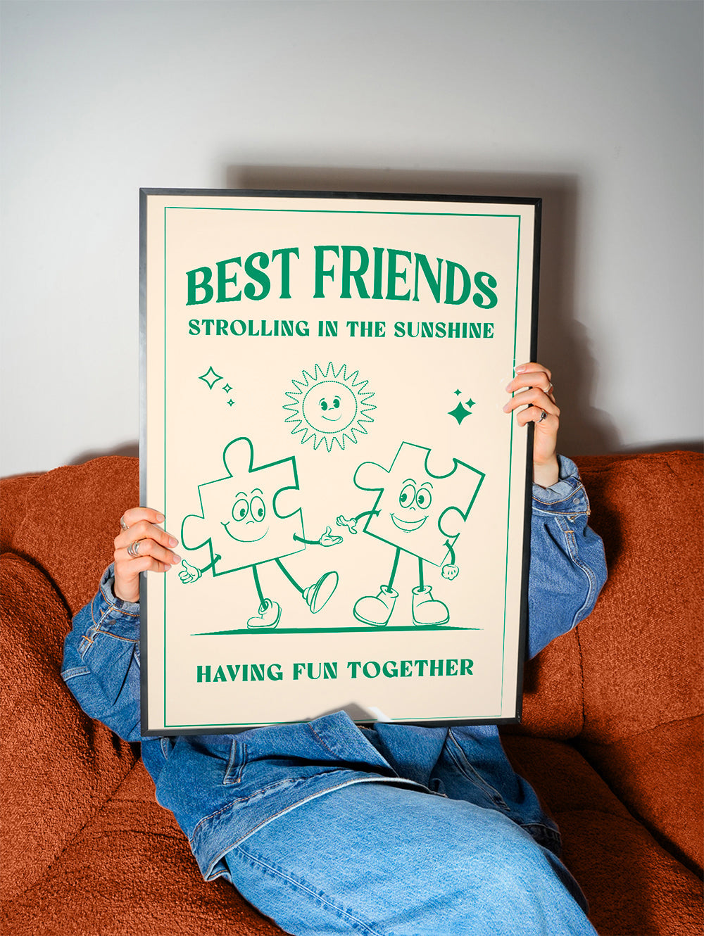 Kinderposter Best Friends lachende puzzelstukjes