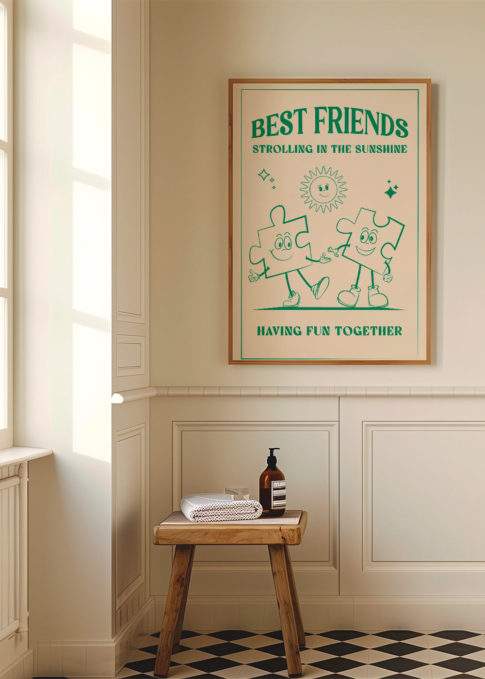 Kinderposter Best Friends lachende puzzelstukjes