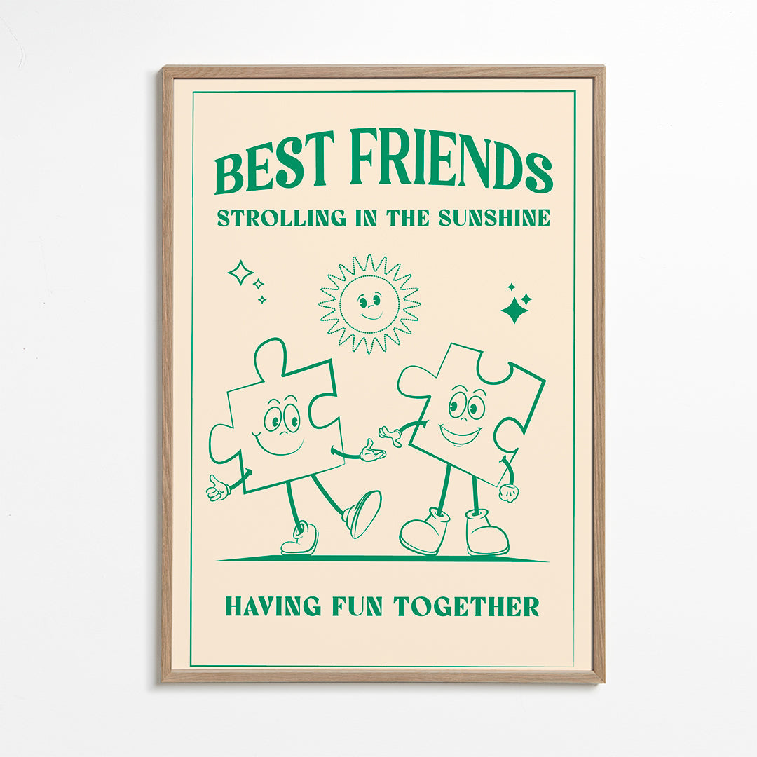 Kinderposter Best Friends lachende puzzelstukjes