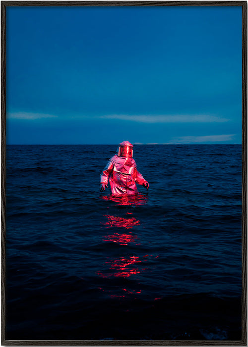 Landschapskunst met astronaut op zee