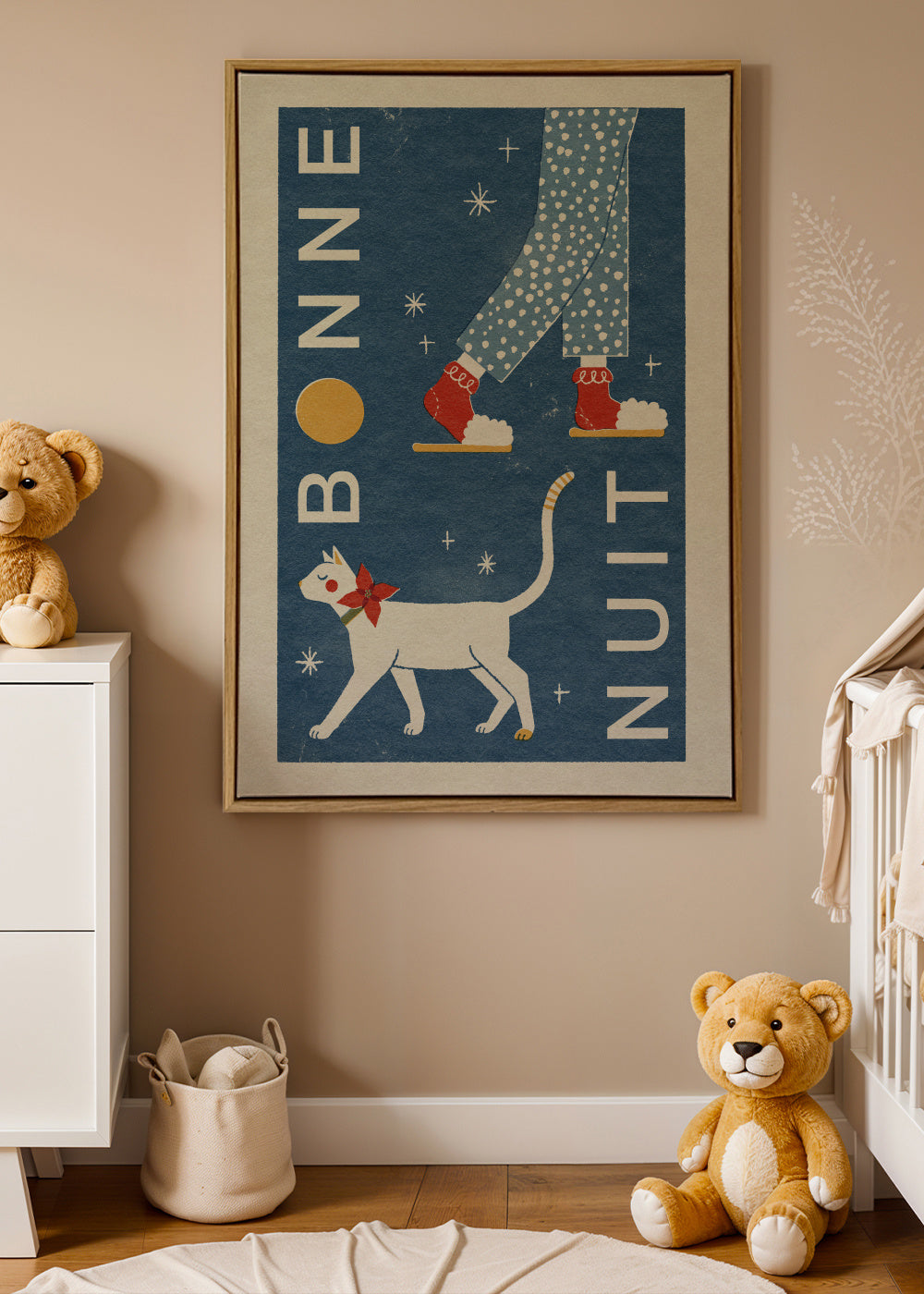 Bonne Nuit - Framed canvas in an interior