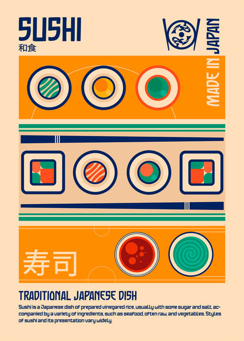 Keuken kunst Sushi grafische print